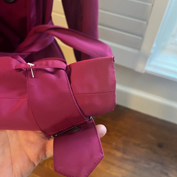 Lk Bennett lightweight raspberry trench double breasted size 4 - Picture 3 of 8